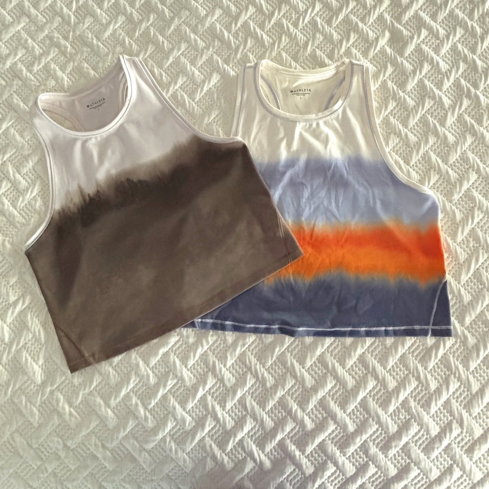 Athleta Racerback Printed Crop Tank Tops